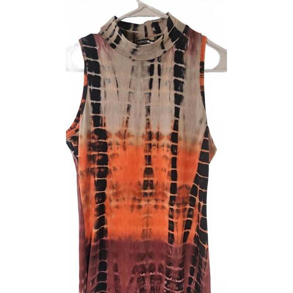 Fashion Nova Women's Tie-Dye Maxi Dress with Mock Neck Size Large - Picture 3 of 8